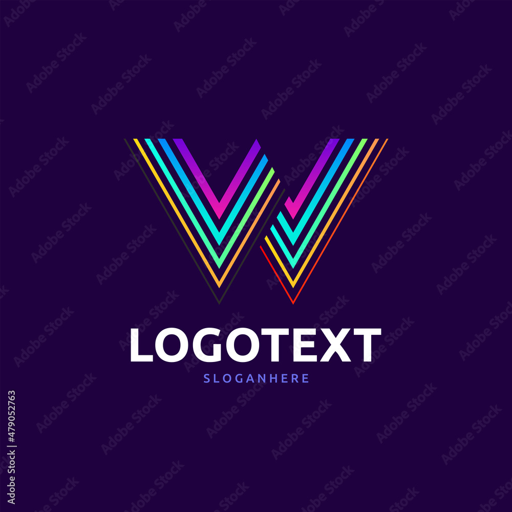 Letter W logo. colorful logo abstract Letter W logo. colorful logo abstract