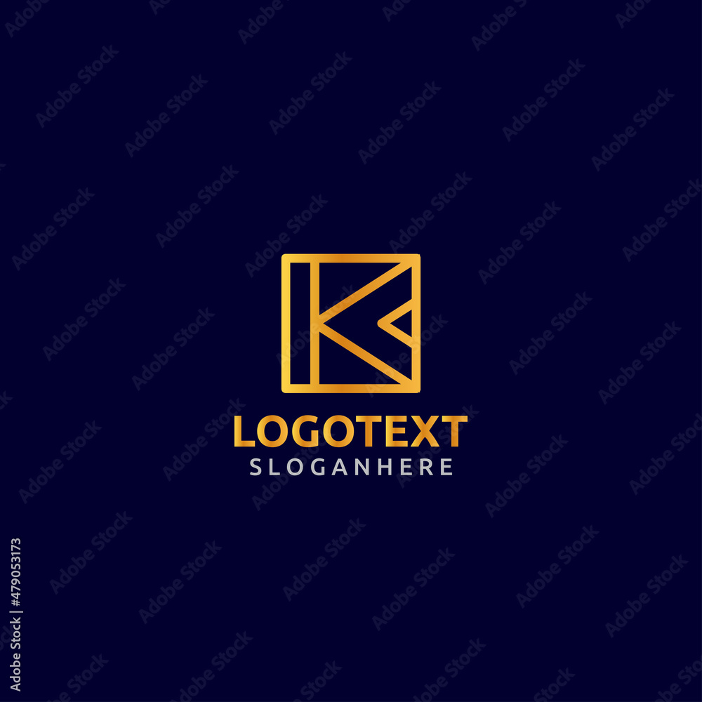 Fototapeta premium K letter golden logo abstract design on dark color background. K alphabet logo