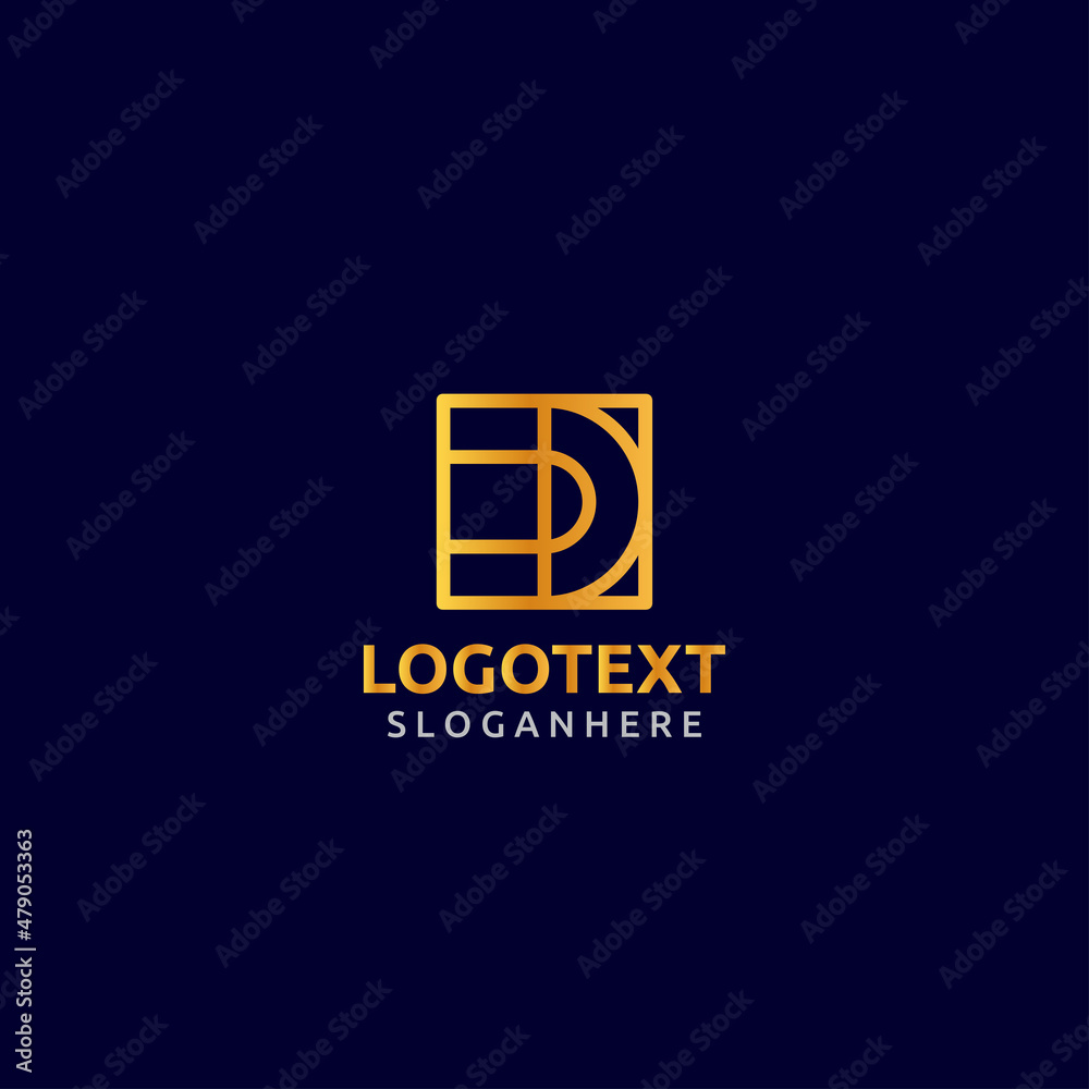 D letter golden logo abstract design on dark color background. D alphabet logo D letter golden logo abstract design on dark color background. D alphabet logo