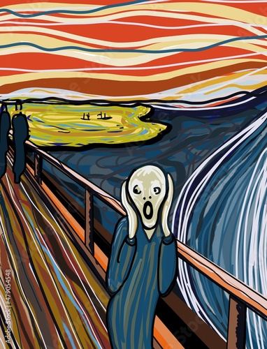 Illustrazione di urlo, paura nel dipinto photo
