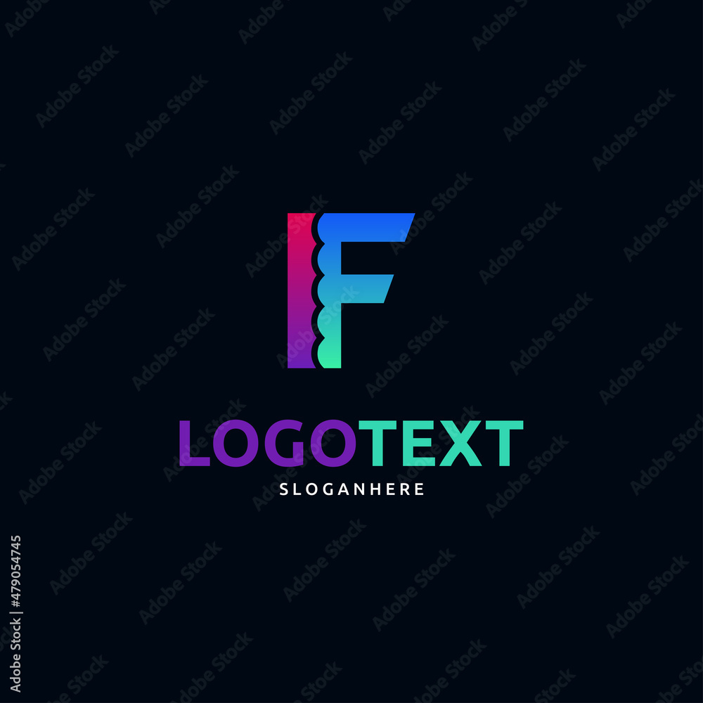 Letter F logo. colorful logo abstract Letter F logo. colorful logo abstract