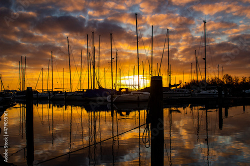 sunset in the harbor