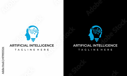 Artifical intelligence, conceptual sign and logo. The analytical system. Vector illustration.