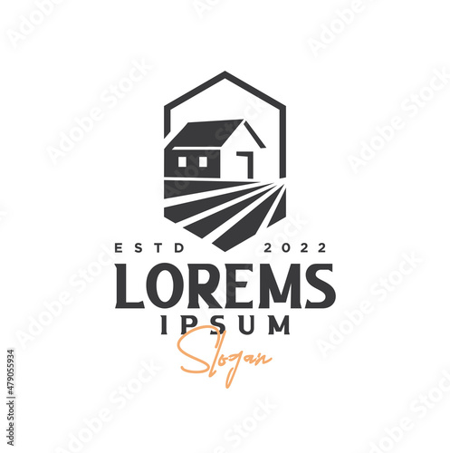 House Village logo Landscape Creative Business design vector stock black silhouette badge emblem