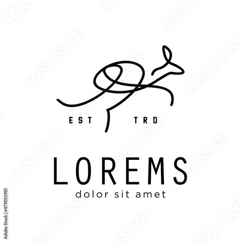 Fast kangaroo wallaby line art logo vector icon premium illustration black silhouette