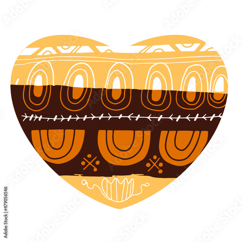 Decorative hugge hygge abstract heart with beige and brown color, Scandinavian, suitable for decorating designs for Valentine's Day, Christmas, birthday, wedding, declaration of love.