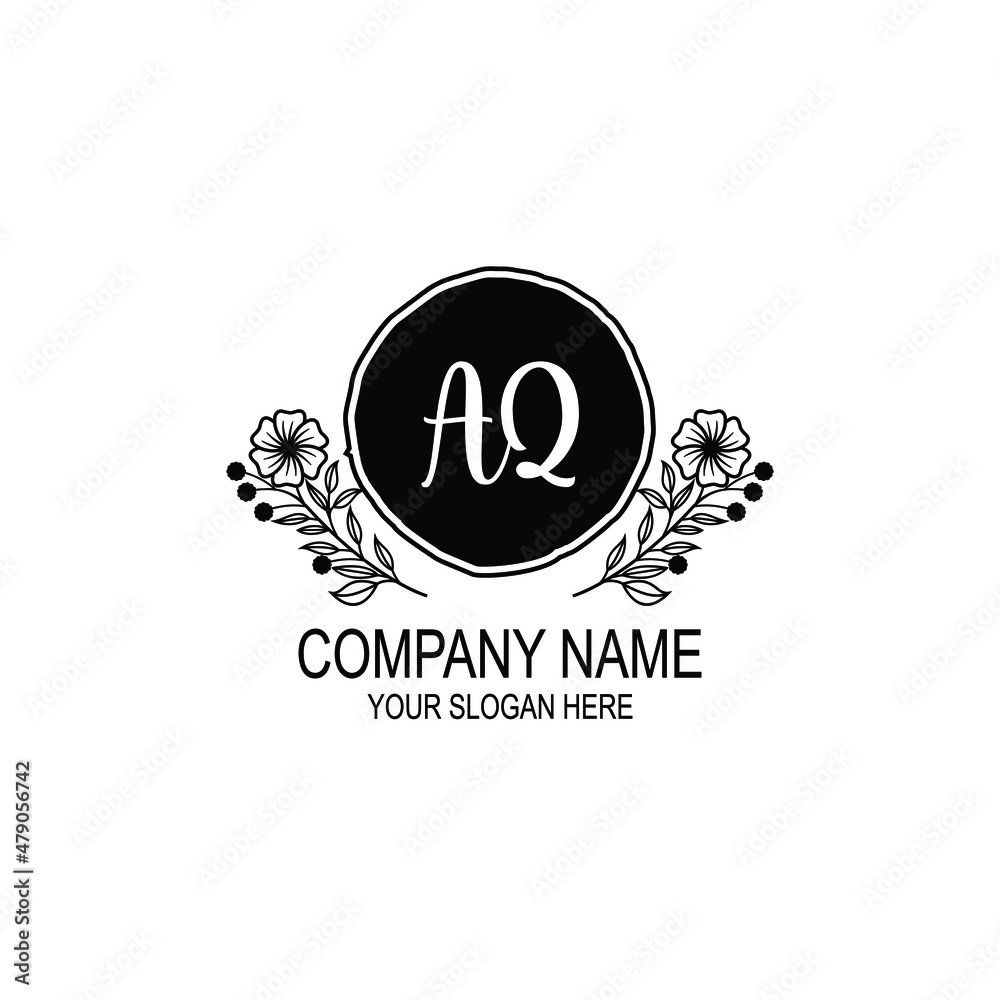 AQ initial hand drawn wedding monogram logos AQ initial hand drawn wedding monogram logos
