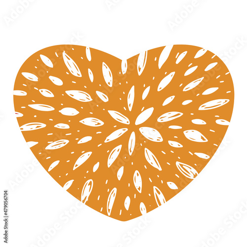 Scandinavian style decorative abstract heart, hugge, hygge, yellow, suitable for design decoration for Valentine's Day, Christmas, birthday, wedding, love confession.