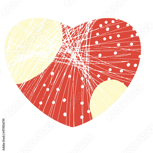 Scandinavian style decorative abstract heart, hugge, hygge, scribble, red color suitable for design decoration for Valentine's Day, Christmas, birthday, wedding, love confession.