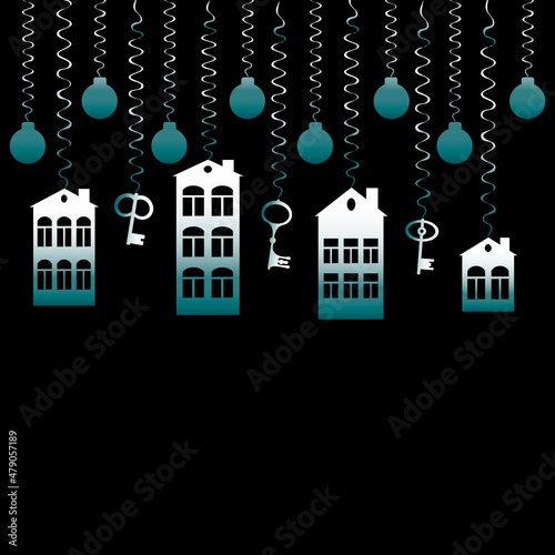 advertising banner or postcard - housewarming, sale or rental of housing on a turnkey basis. Apartments or houses