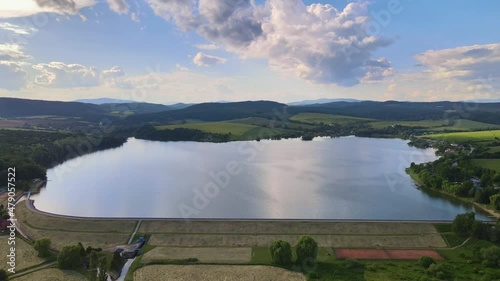 Aerial view of Teply vrch reservoir in Slovakia photo