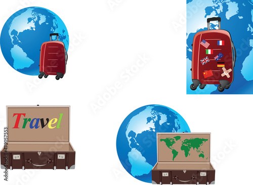 suitcase planet earth departure long journey