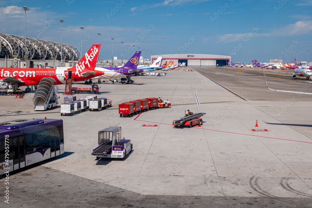 Bangkok Thailand January 2022 Suvarnabhumi Airport Runway Also Bangkok Thailand January 2022 Suvarnabhumi Airport Runway Also