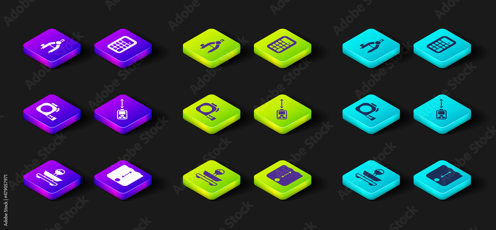 Set Scales, Depth measurement, Roulette construction, Laser distance measurer, Calculator and Drawing compass icon. Vector Set Scales, Depth measurement, Roulette construction, Laser distance measurer, Calculator and Drawing compass icon. Vector