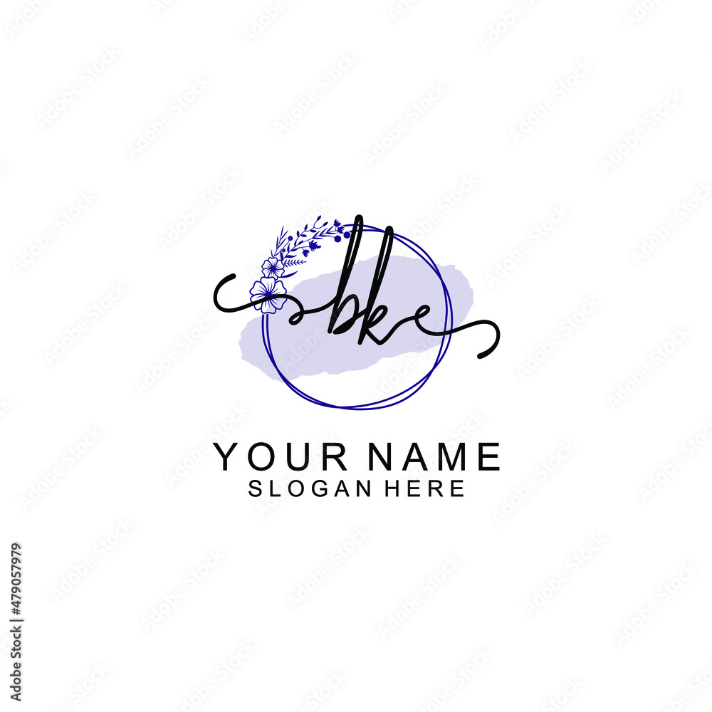 Initial BK beauty monogram and elegant logo design handwriting logo of initial signature Initial BK beauty monogram and elegant logo design handwriting logo of initial signature