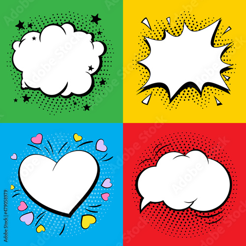 Set of pop art speech bubbles without text