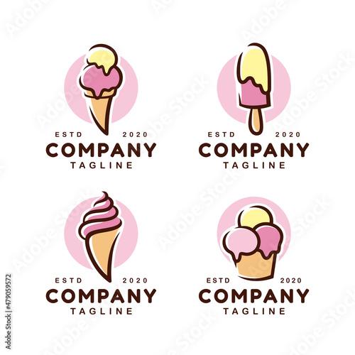Ice cream gelato logo design template set