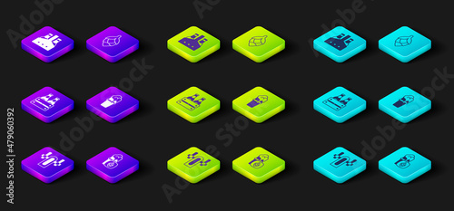 Set Beer tap, Glass of beer, Pack bottles, Hop and icon. Vector