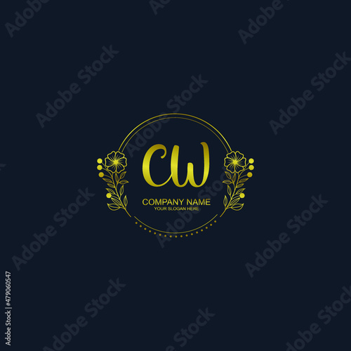 CW initial hand drawn wedding monogram logos