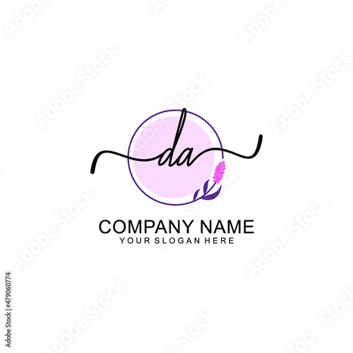 Initial DA beauty monogram and elegant logo design  handwriting logo of initial signature photo