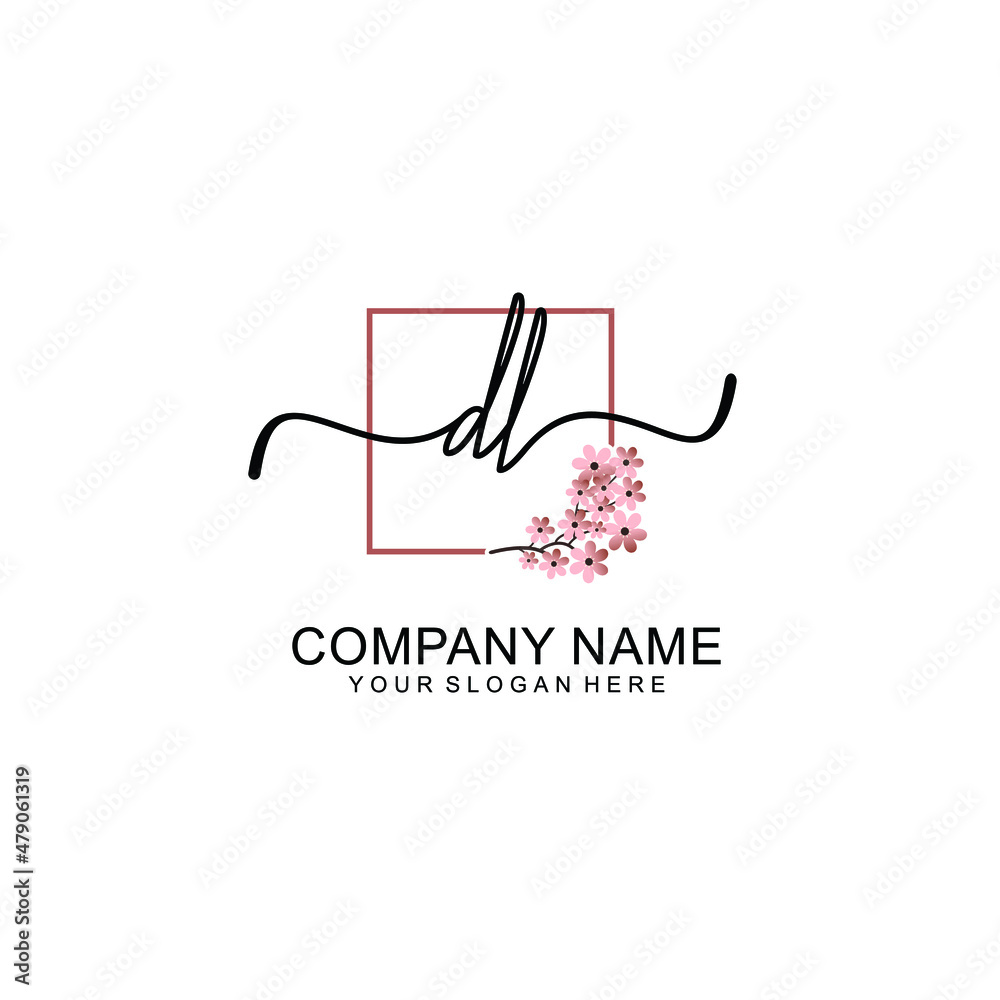 Initial DL beauty monogram and elegant logo design  handwriting logo of initial signature