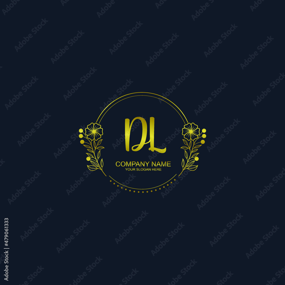 DL initial hand drawn wedding monogram logos