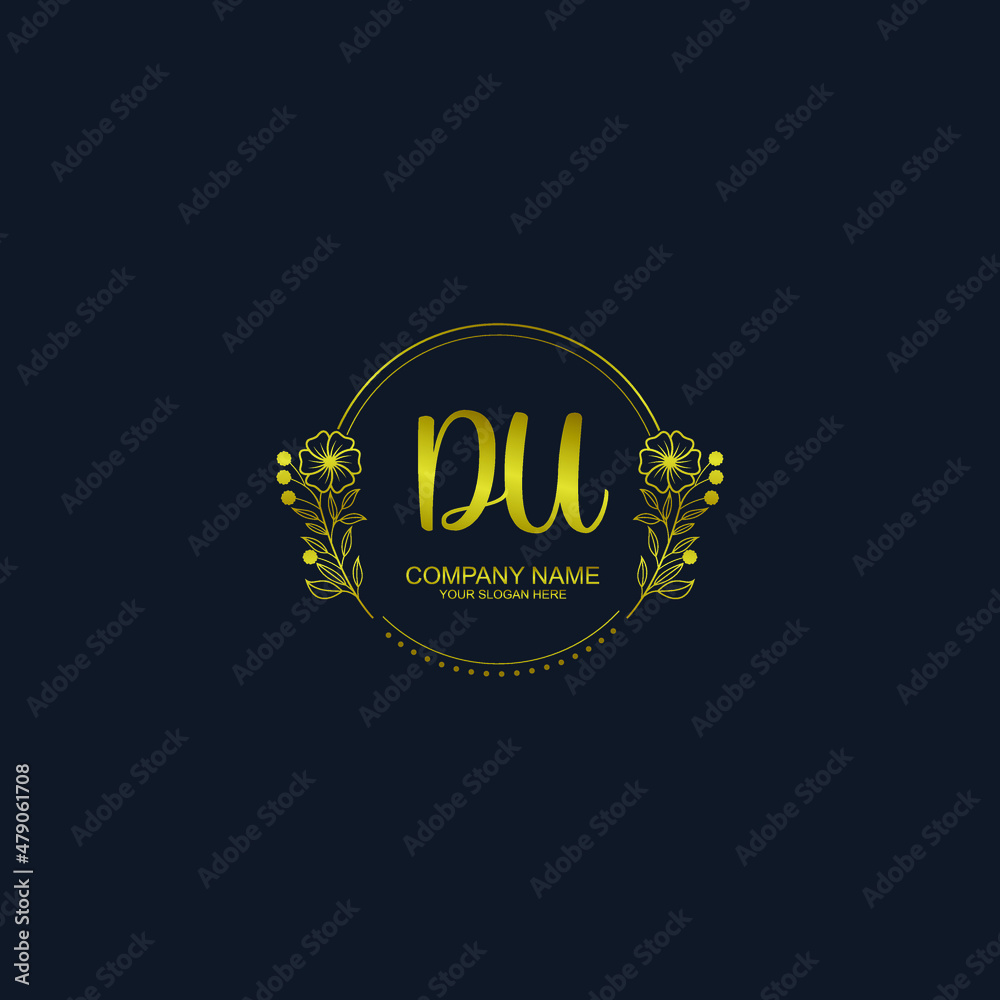 DU initial hand drawn wedding monogram logos