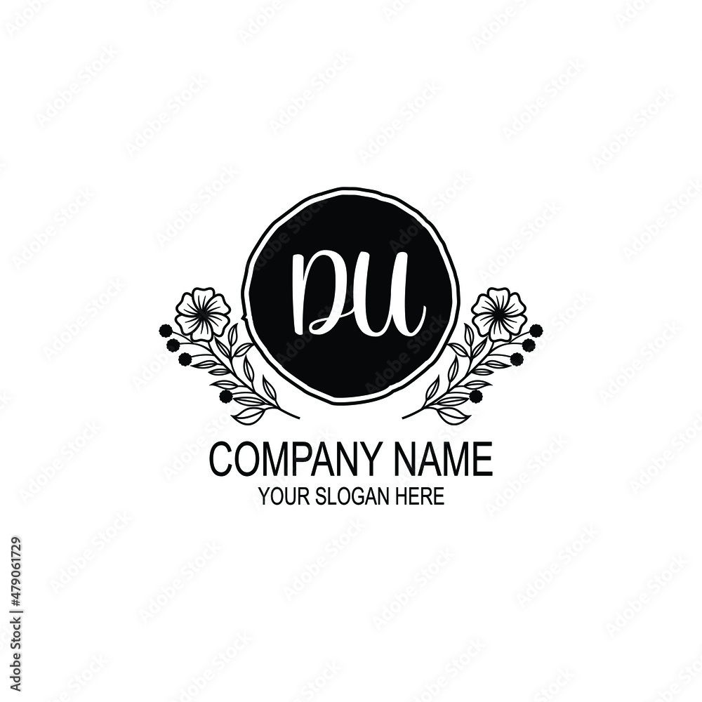 DU initial hand drawn wedding monogram logos