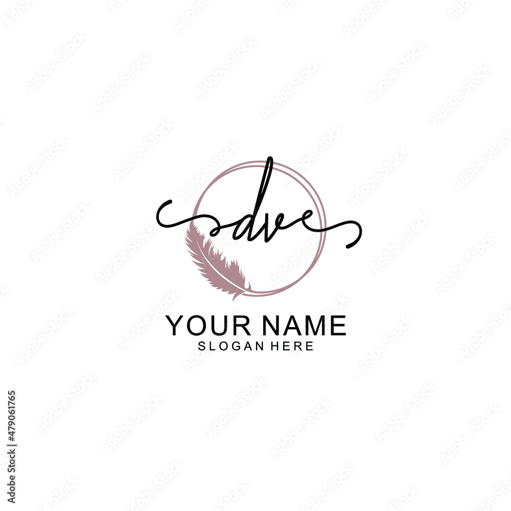Initial DV beauty monogram and elegant logo design  handwriting logo of initial signature