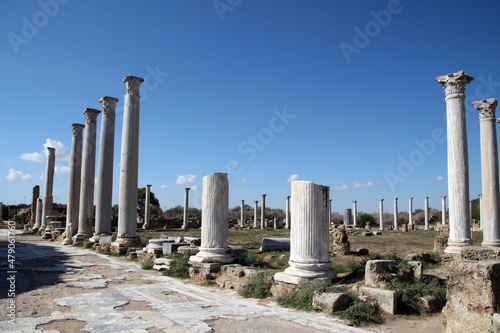 Ruins of the gymnasium of the ancient site of Salamis near Famagusta, Cyprus