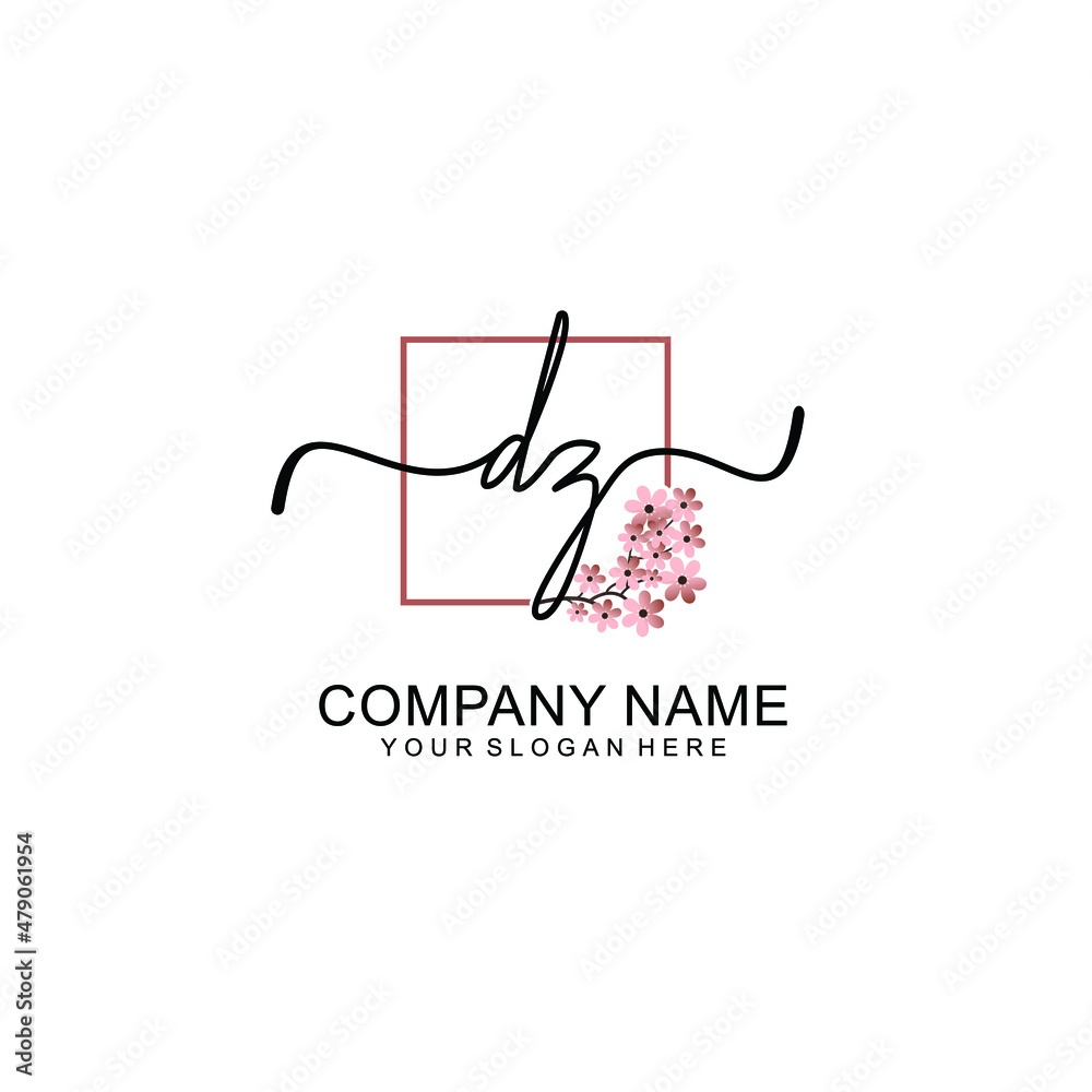 Initial DZ beauty monogram and elegant logo design handwriting logo of initial signature Initial DZ beauty monogram and elegant logo design handwriting logo of initial signature