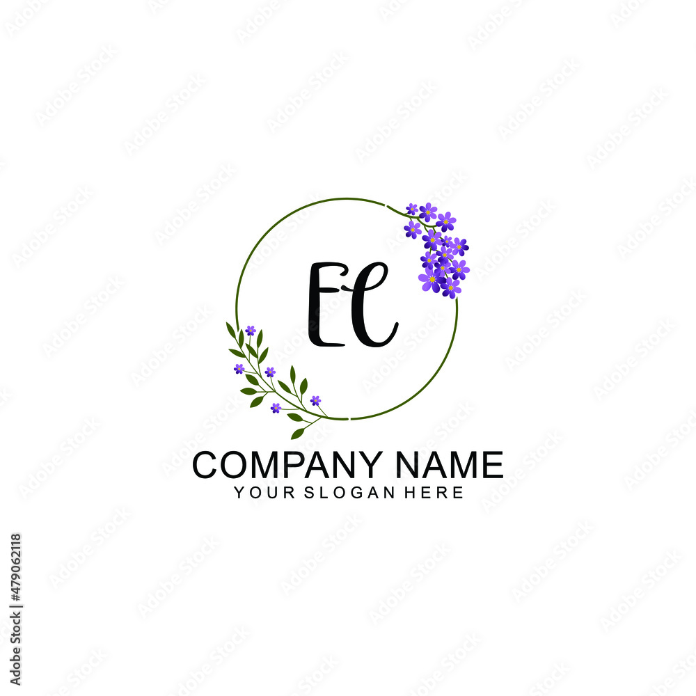 EC Initial handwriting logo vector. Hand lettering for designs