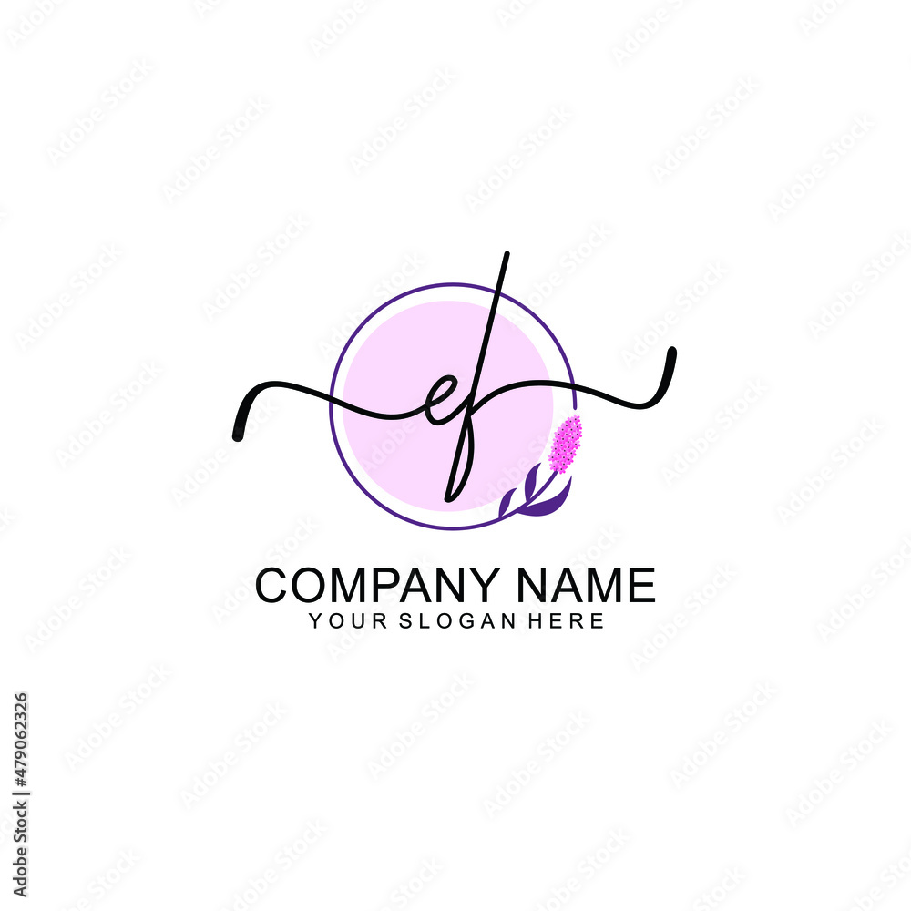 Initial EF beauty monogram and elegant logo design  handwriting logo of initial signature