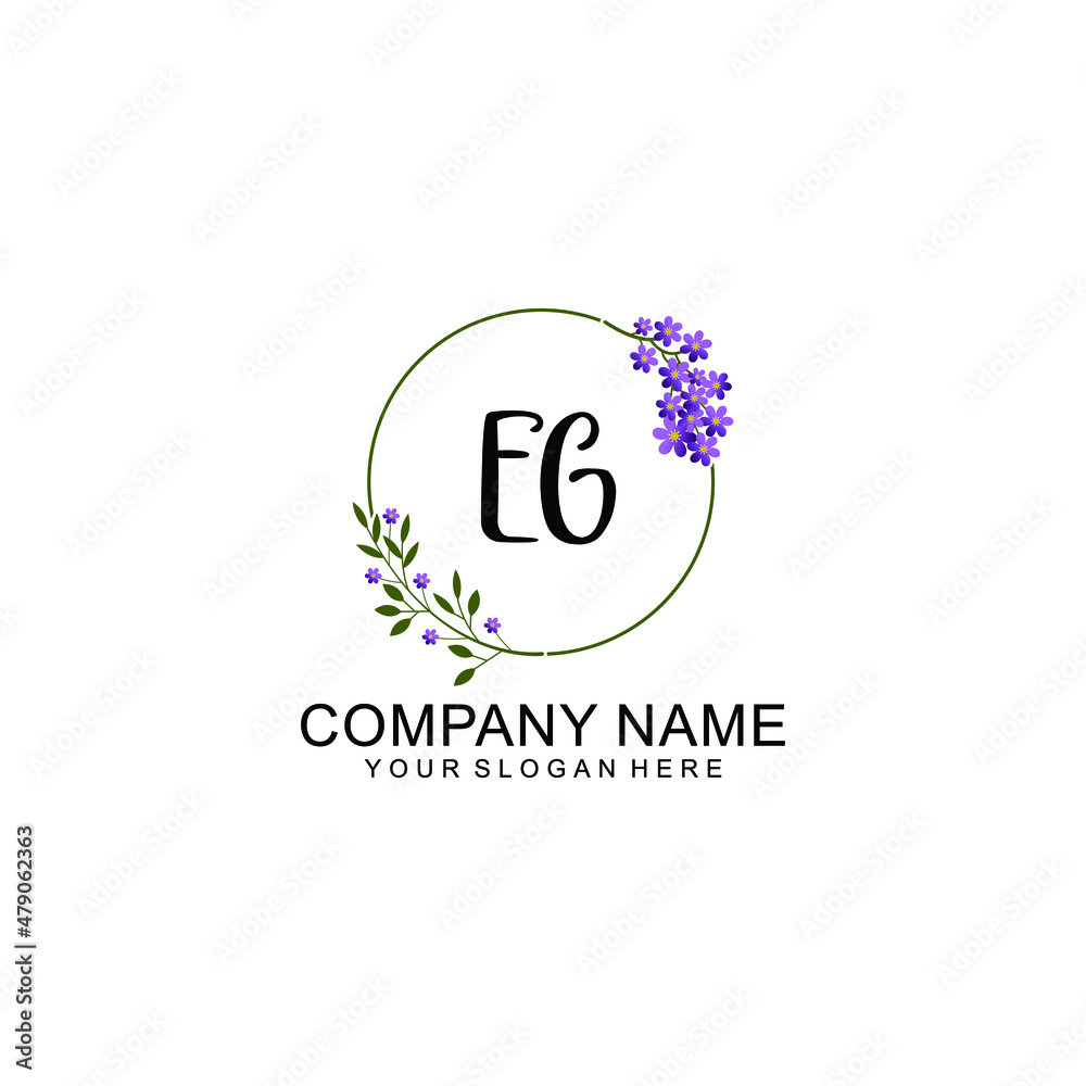 EG Initial handwriting logo vector. Hand lettering for designs