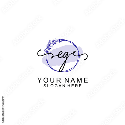 Initial EG beauty monogram and elegant logo design handwriting logo of initial signature