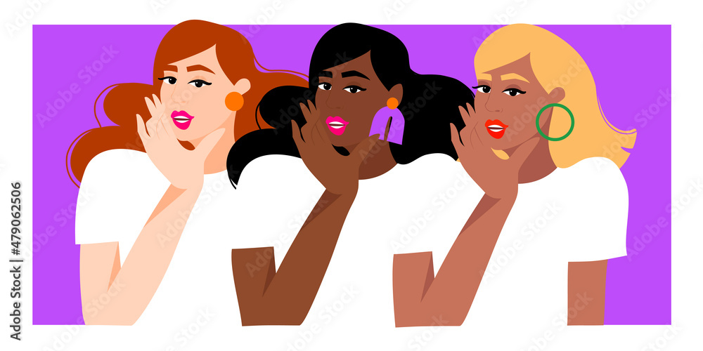 Women shouting out loud and demonstrating, speaking their truth Women shouting out loud and demonstrating, speaking their truth