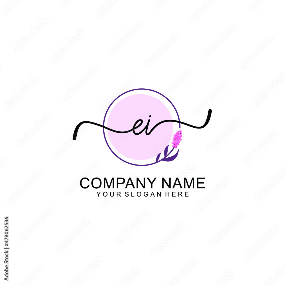 Initial EI beauty monogram and elegant logo design handwriting logo of initial signature Initial EI beauty monogram and elegant logo design handwriting logo of initial signature