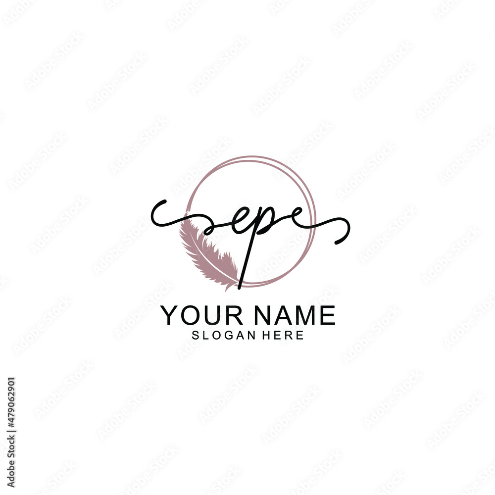 Initial EP beauty monogram and elegant logo design handwriting logo of initial signature Initial EP beauty monogram and elegant logo design handwriting logo of initial signature