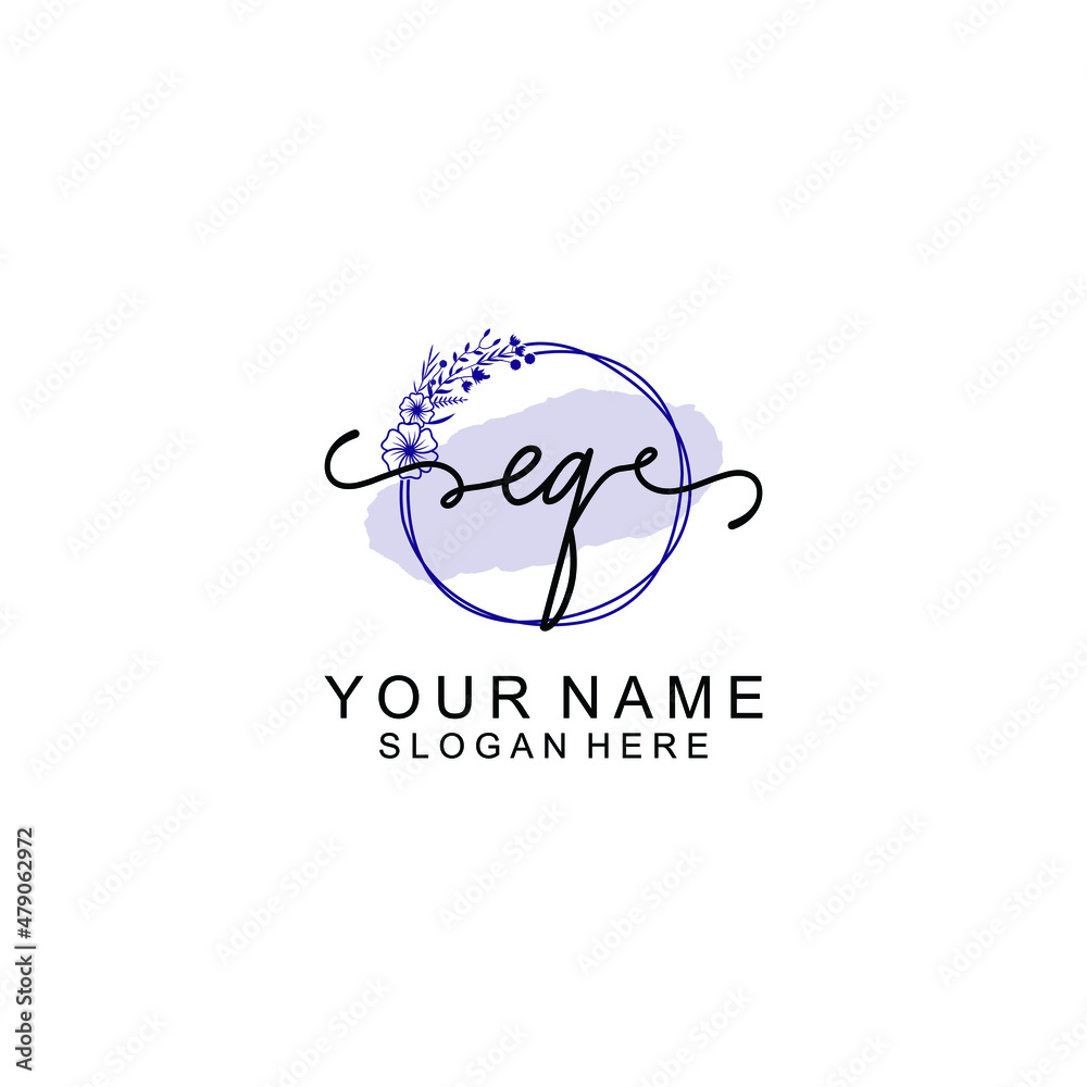 Initial EQ beauty monogram and elegant logo design handwriting logo of initial signature Initial EQ beauty monogram and elegant logo design handwriting logo of initial signature