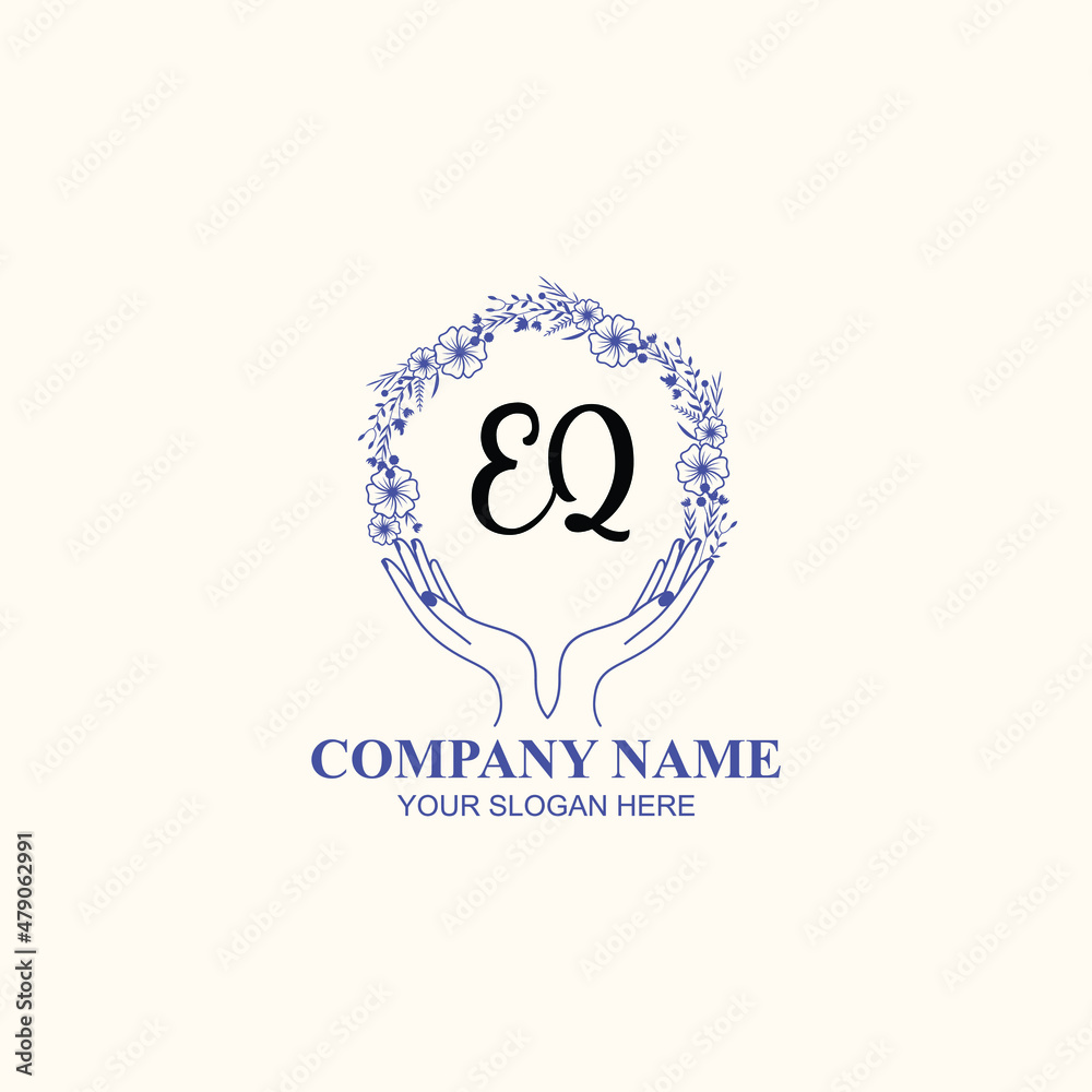 EQ initial hand drawn wedding monogram logos