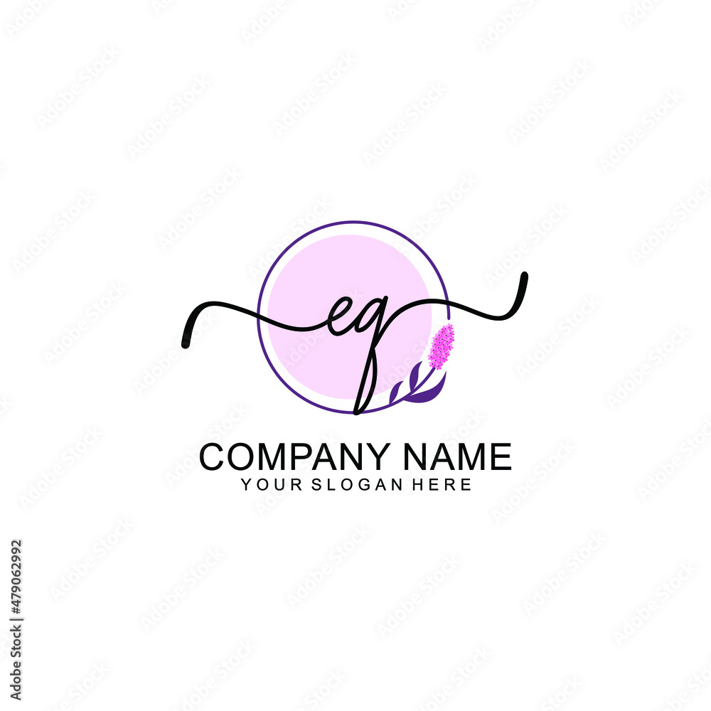 Initial EQ beauty monogram and elegant logo design handwriting logo of initial signature Initial EQ beauty monogram and elegant logo design handwriting logo of initial signature
