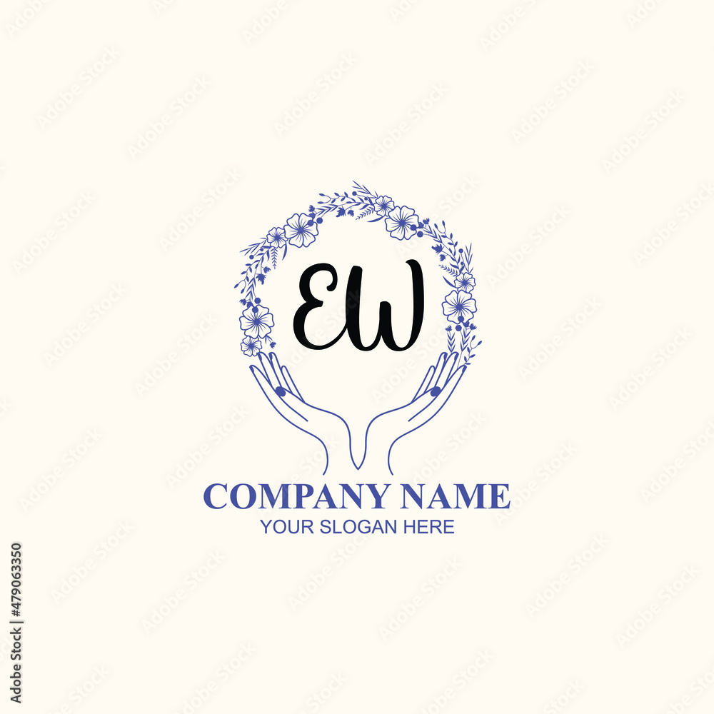 EW initial hand drawn wedding monogram logos