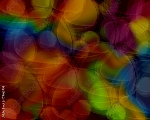 abstract multicolor texture with defocused circular shapes on a dark background