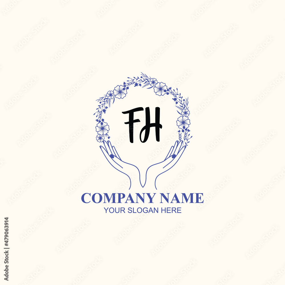 FH initial hand drawn wedding monogram logos FH initial hand drawn wedding monogram logos