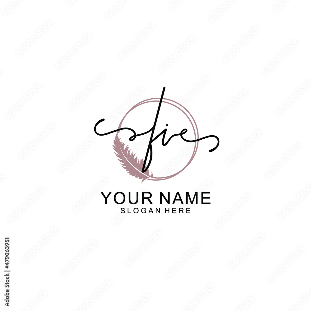 Initial FI beauty monogram and elegant logo design handwriting logo of initial signature Initial FI beauty monogram and elegant logo design handwriting logo of initial signature