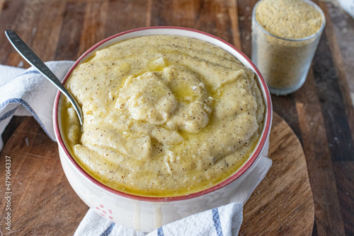 Polenta taragna con grano saraceno burro e formaggio photo