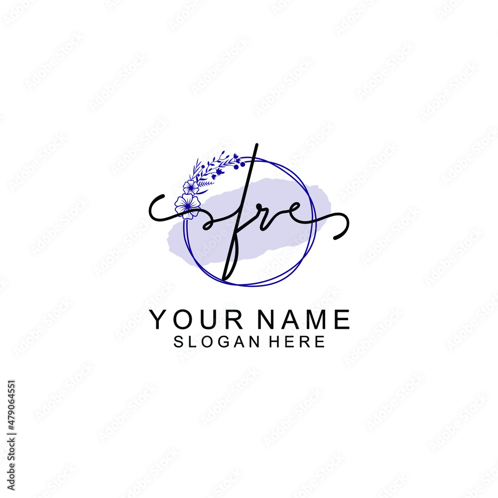 Initial FR beauty monogram and elegant logo design  handwriting logo of initial signature