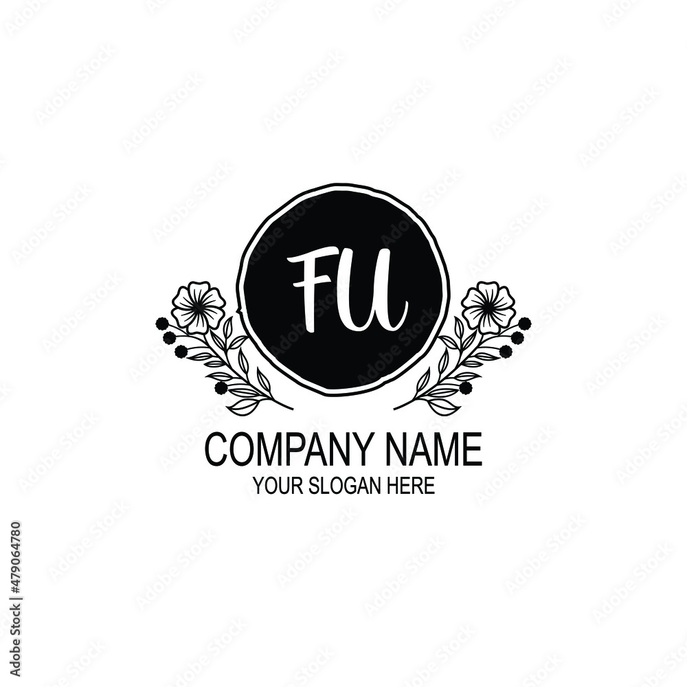 FU initial hand drawn wedding monogram logos FU initial hand drawn wedding monogram logos
