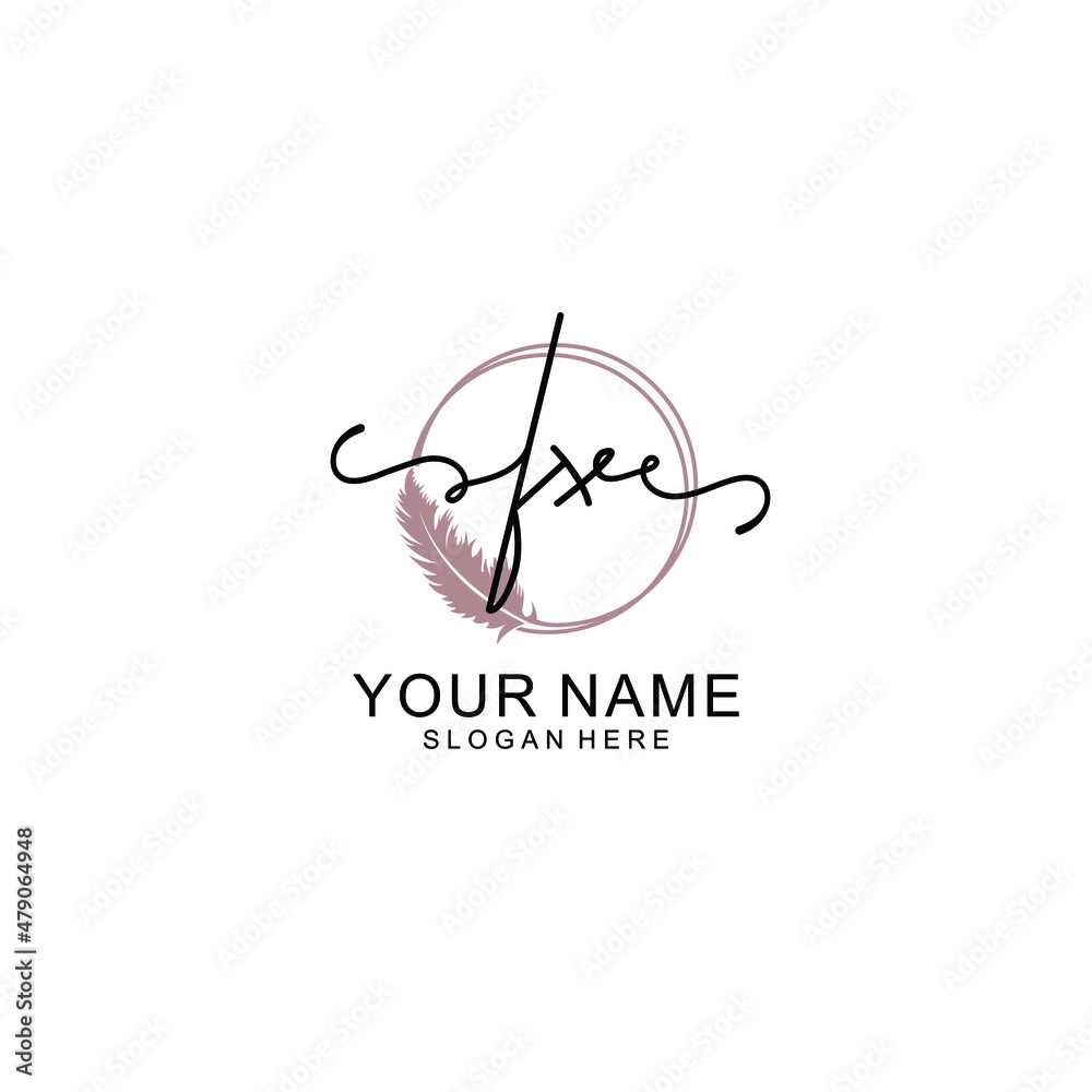Initial FX beauty monogram and elegant logo design  handwriting logo of initial signature