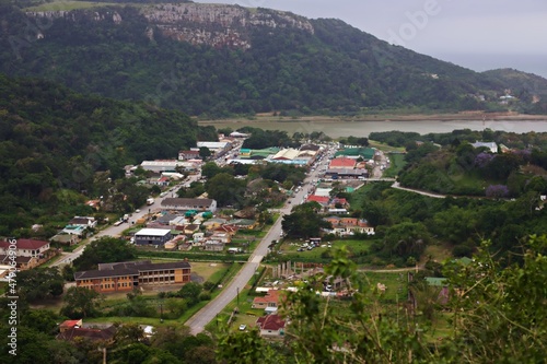 Landscape view of the town of Port St Johns in the Eastern Cape Province in the Wild Coast of South Africa photo